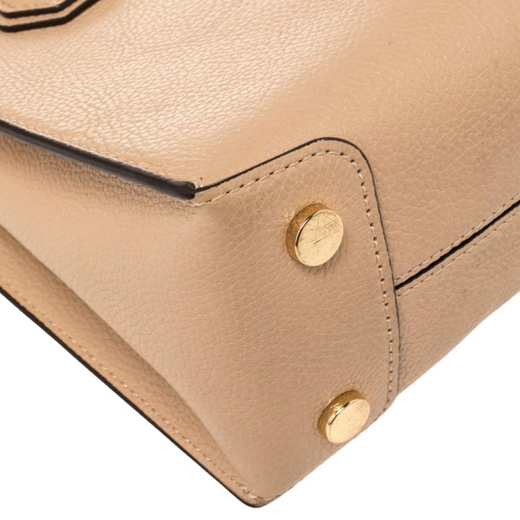Pre Owned Michael Kors Beige Leather Mini Mercer Tote