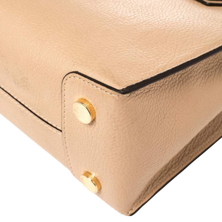 Pre Owned Michael Kors Beige Leather Mini Mercer Tote