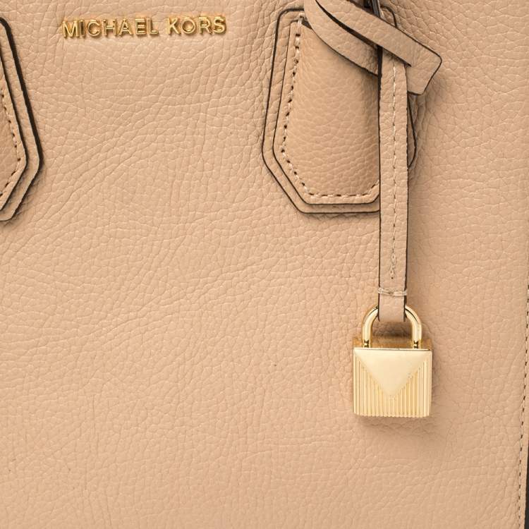 Pre Owned Michael Kors Beige Leather Mini Mercer Tote