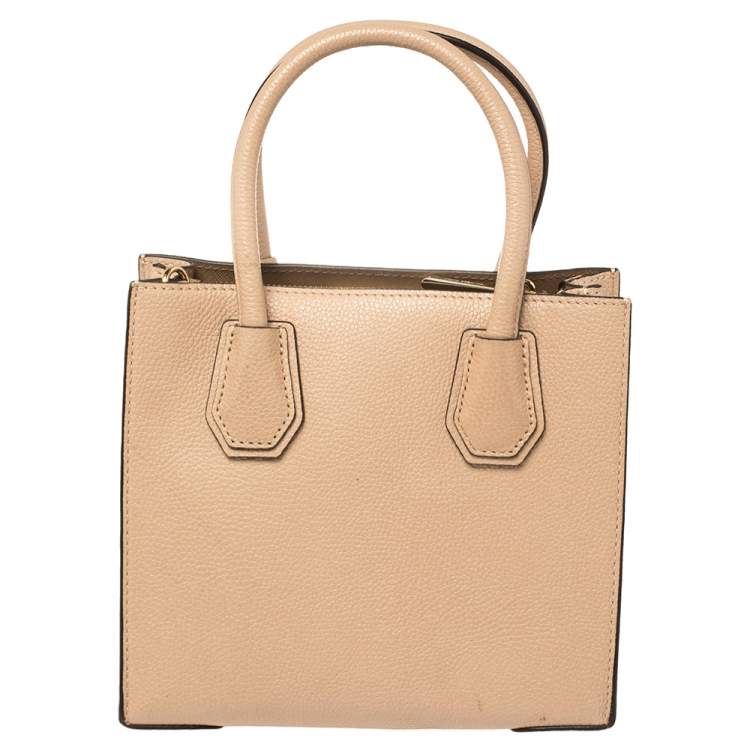 Pre Owned Michael Kors Beige Leather Mini Mercer Tote