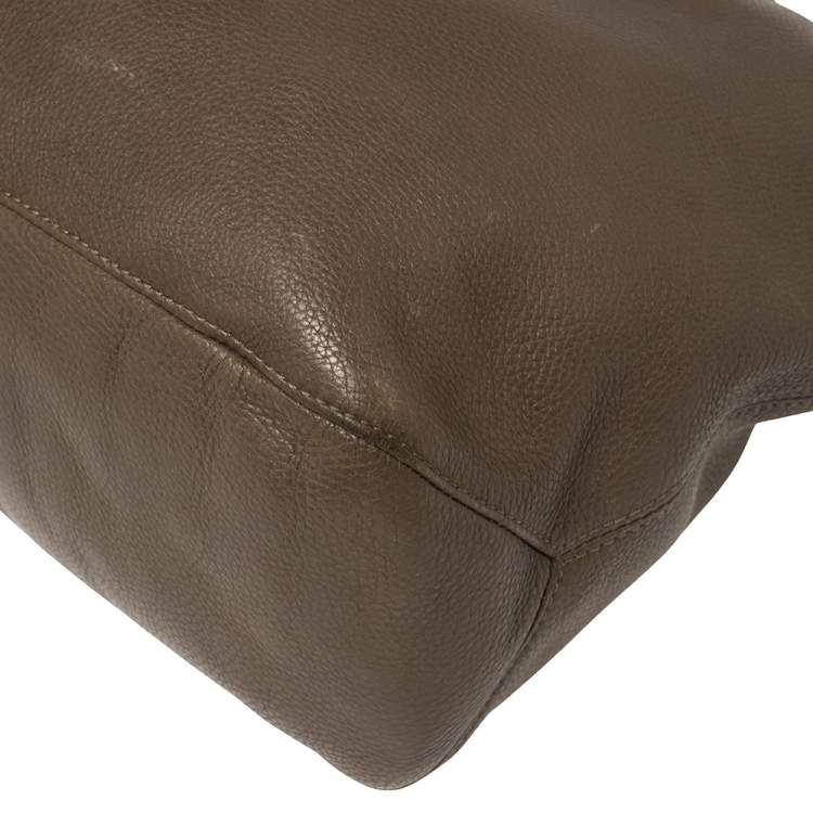 Pre Owned Michael Kors Dark Beige/Brown Soft Leather Skorpios Hobo