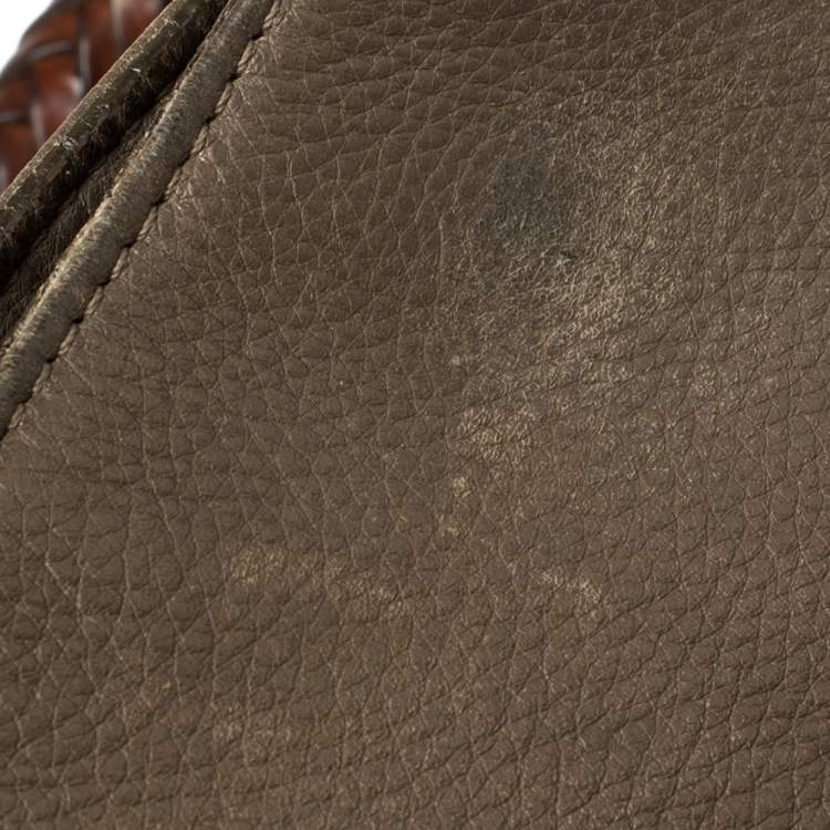 Pre Owned Michael Kors Dark Beige/Brown Soft Leather Skorpios Hobo