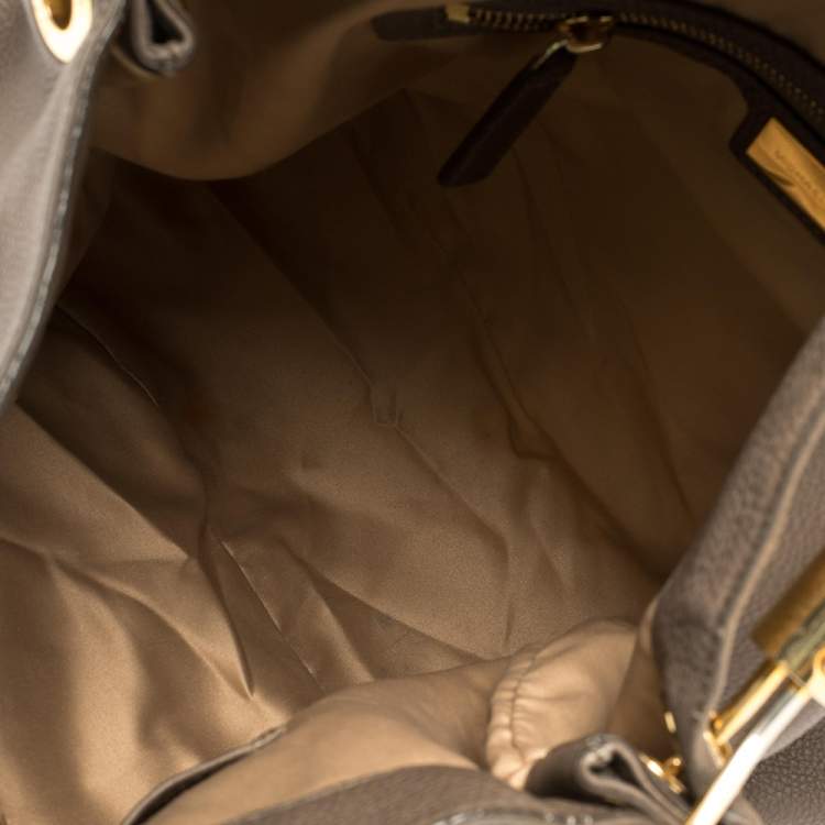 Pre Owned Michael Kors Dark Beige/Brown Soft Leather Skorpios Hobo