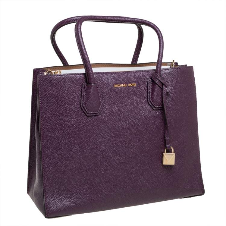 Pre Owned Michael Kors Burgundy Leather Mercer Tote