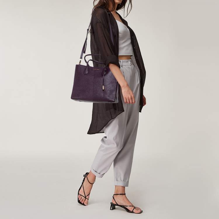 Pre Owned Michael Kors Burgundy Leather Mercer Tote