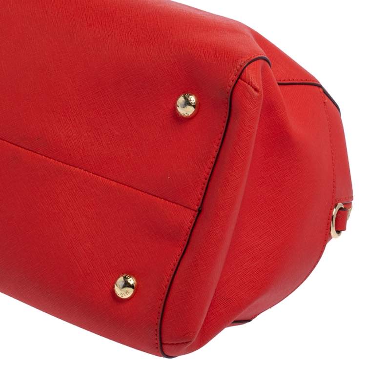 Pre Owned MICHAEL Michael Kors Red Saffiano Leather Boston Bag