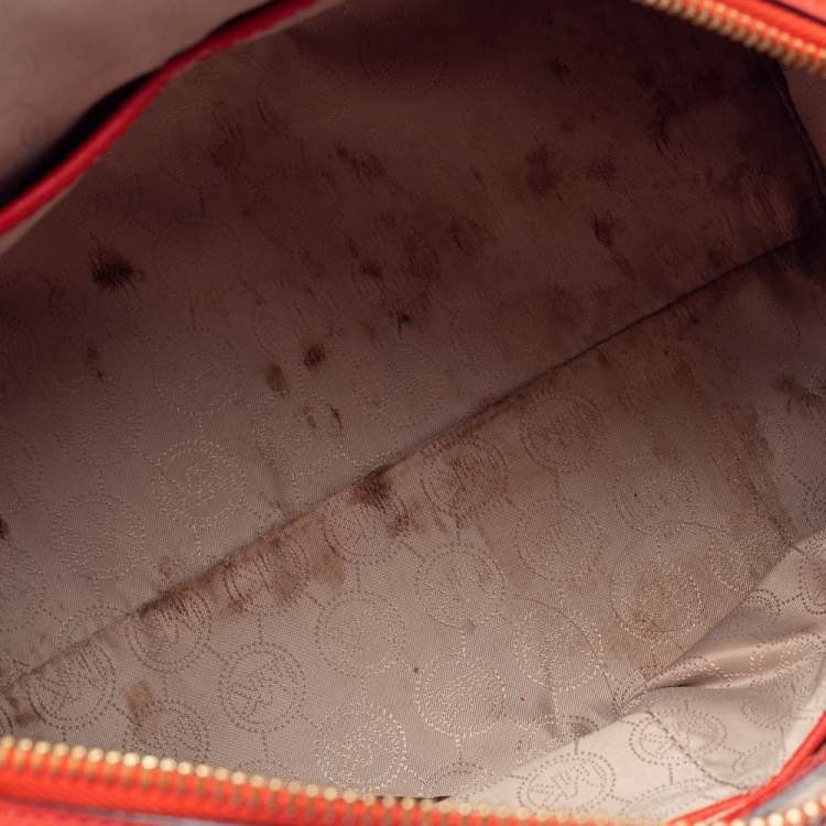 Pre Owned MICHAEL Michael Kors Red Saffiano Leather Boston Bag
