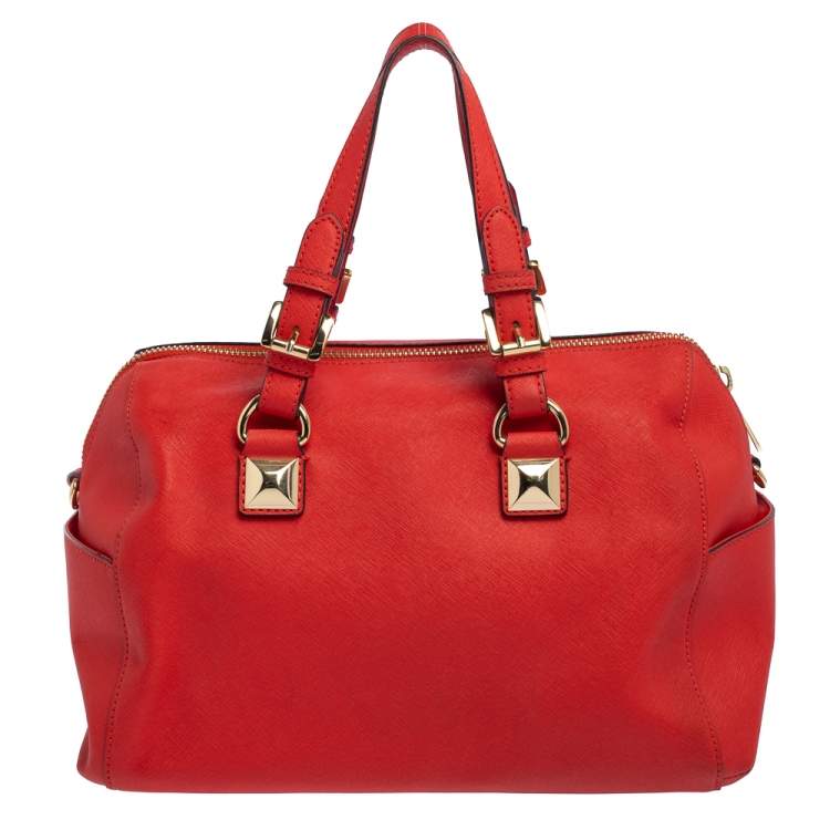 Pre Owned MICHAEL Michael Kors Red Saffiano Leather Boston Bag
