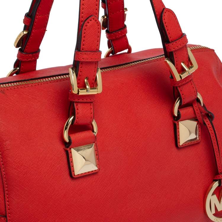 Pre Owned MICHAEL Michael Kors Red Saffiano Leather Boston Bag