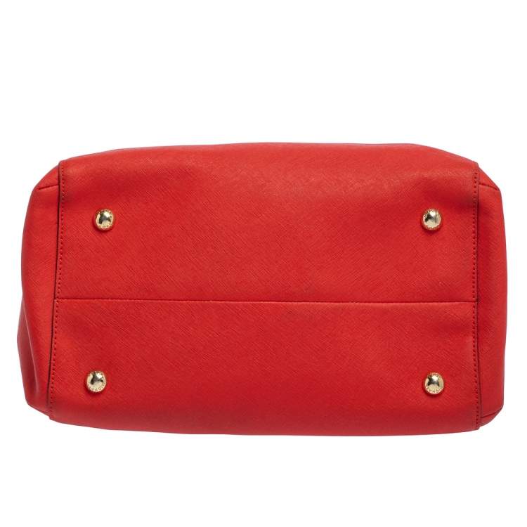 Pre Owned MICHAEL Michael Kors Red Saffiano Leather Boston Bag