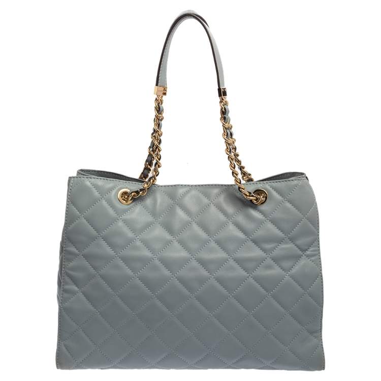 Pre Owned Michael Kors Light Blue Quilted Leather Susannah Tote