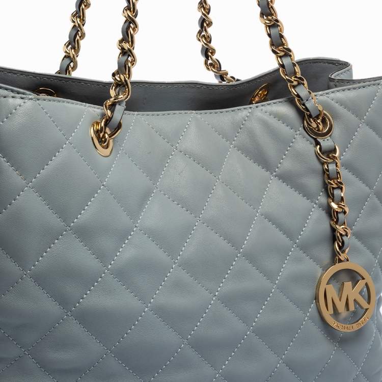 Pre Owned Michael Kors Light Blue Quilted Leather Susannah Tote