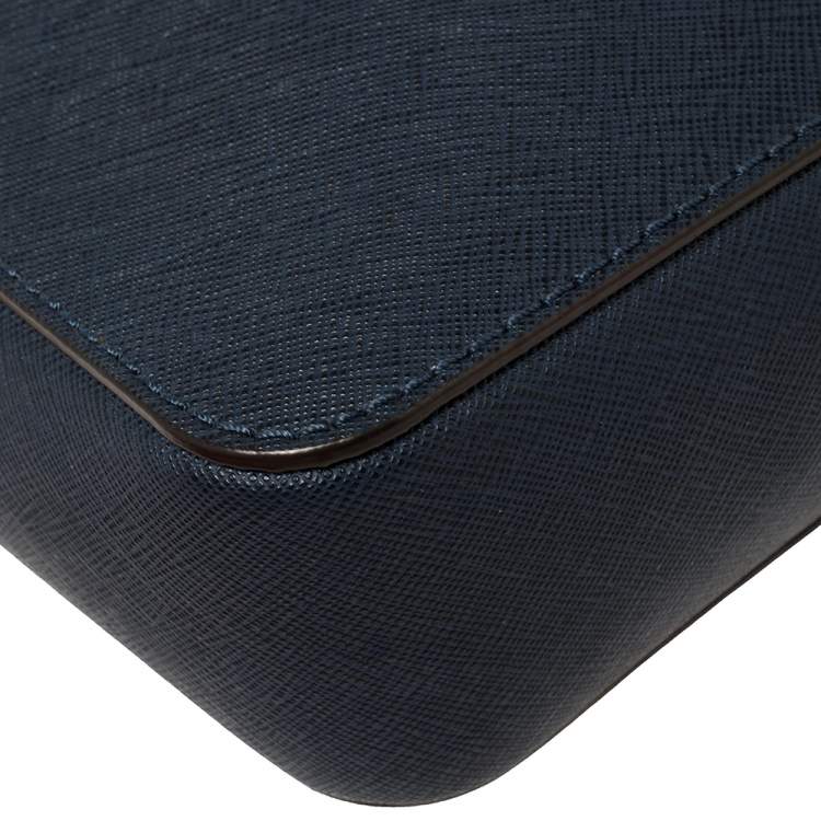 Pre Owned Michael Kors Navy Blue Leather Jet Set Camera Crossbody Bag