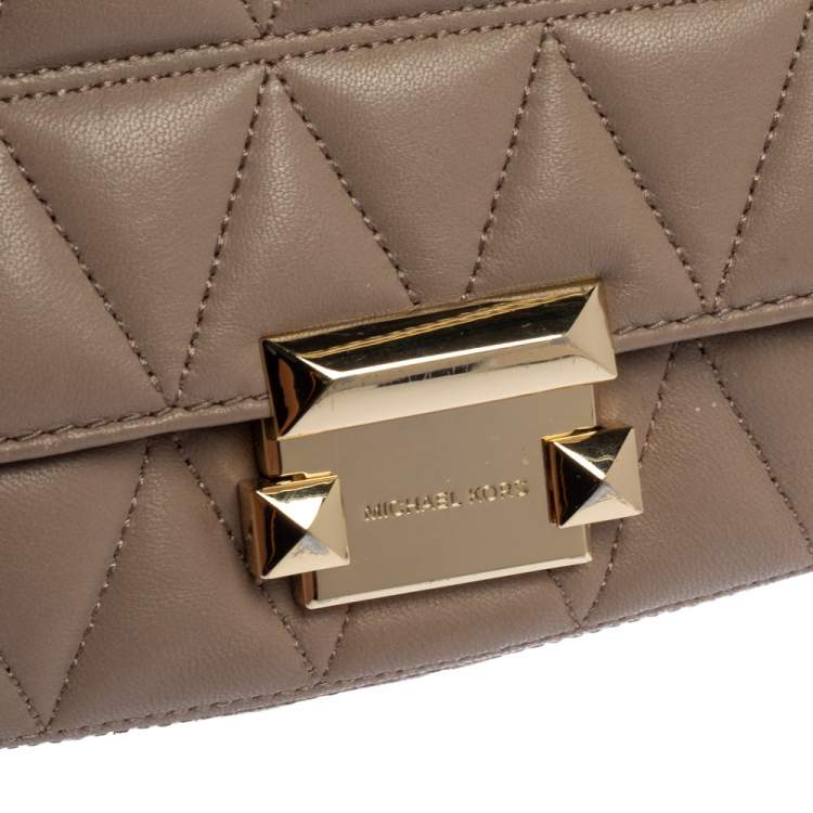 Pre Owned Michael Kors Beige Matelassé Leather Small Sloan Shoulder Bag