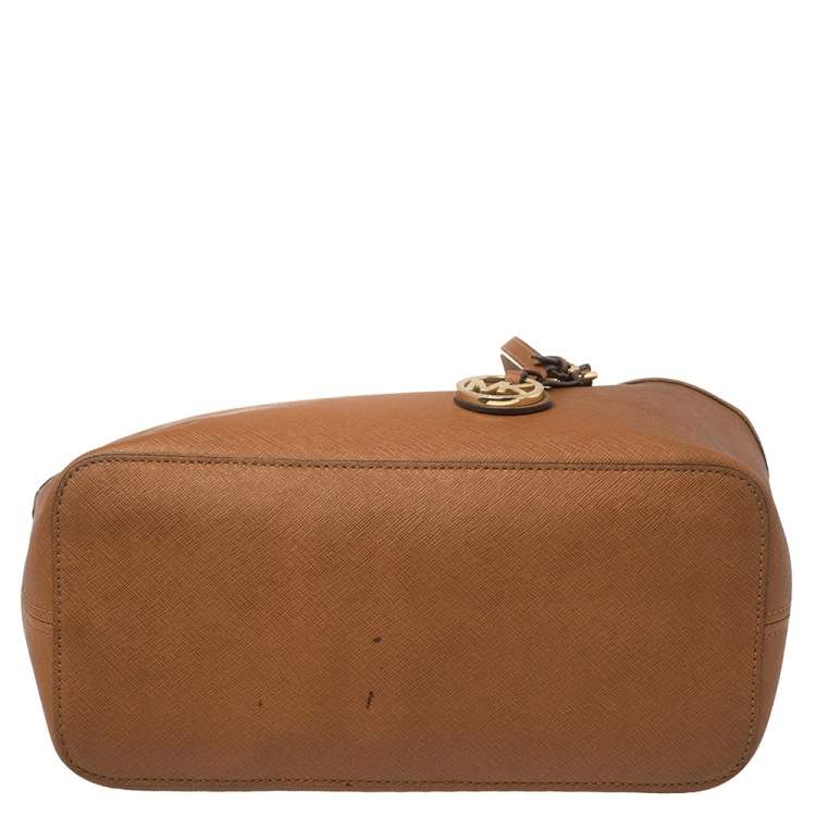 Pre Owned Michael Kors Brown Leather Jet Set Tote