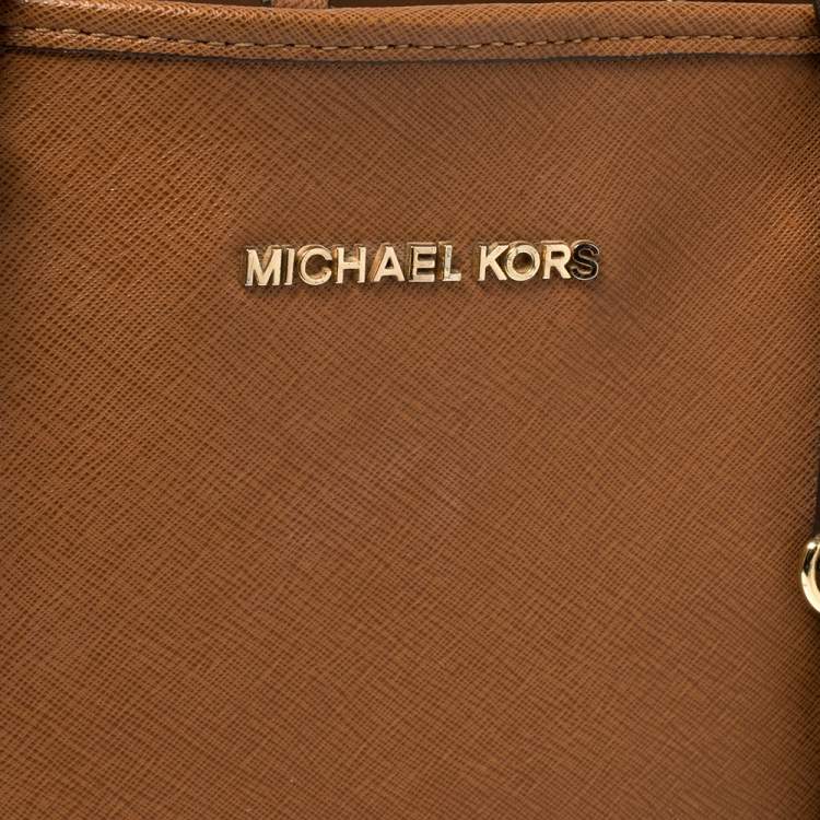 Pre Owned Michael Kors Brown Leather Jet Set Tote
