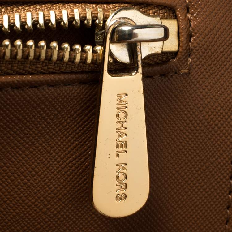 Pre Owned Michael Kors Brown Leather Jet Set Tote