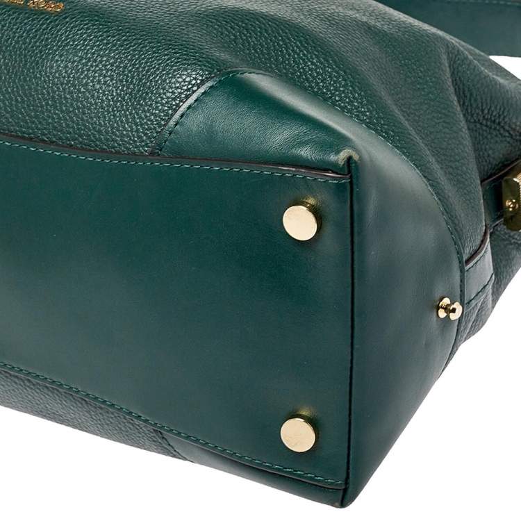 Pre Owned Michael Kors Green Leather Large Crosby Hobo