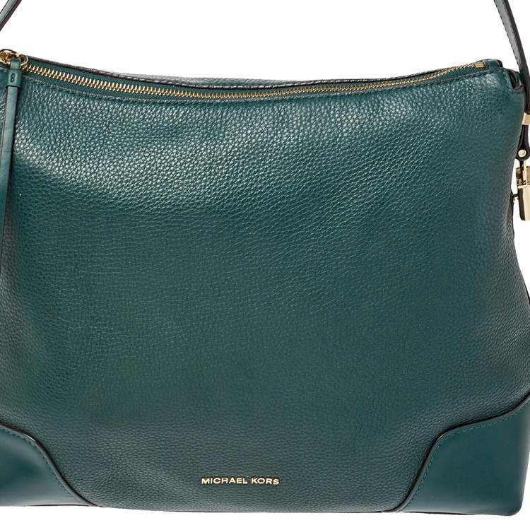 Pre Owned Michael Kors Green Leather Large Crosby Hobo