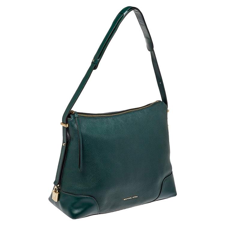 Pre Owned Michael Kors Green Leather Large Crosby Hobo