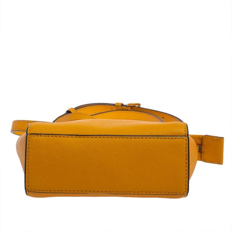 Pre Owned Michael Kors Mustard Saffiano Leather Mini Selma Crossbody Bag