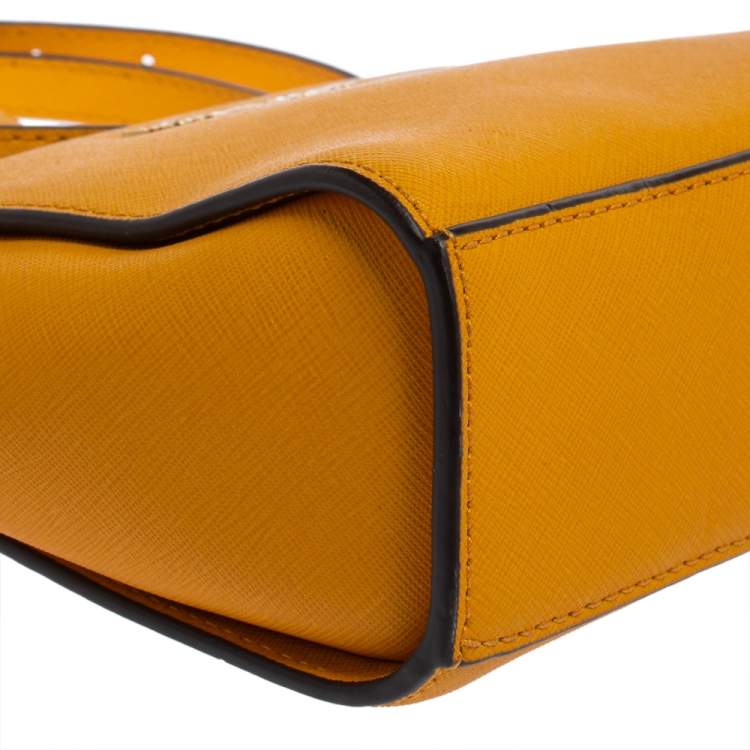 Pre Owned Michael Kors Mustard Saffiano Leather Mini Selma Crossbody Bag