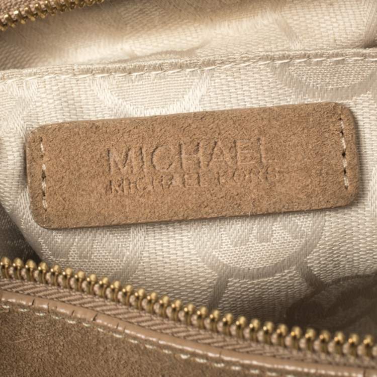 Pre Owned Michael Kors Beige Suede Fringe Billy Shoulder Bag