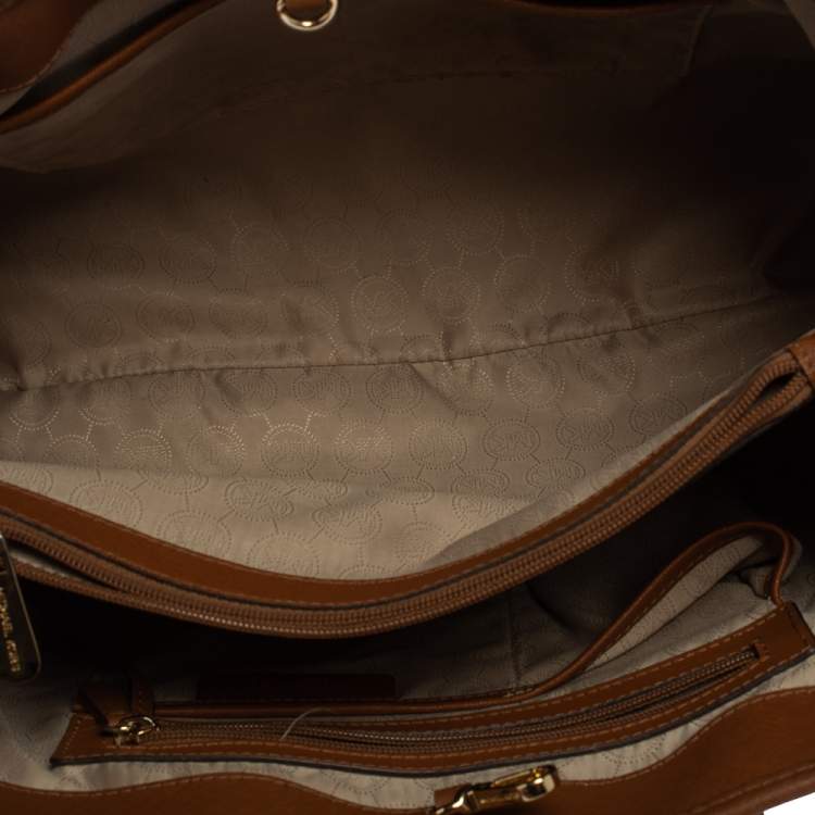 Pre Owned Michael Kors Brown Leather Large Jet Set Tote
