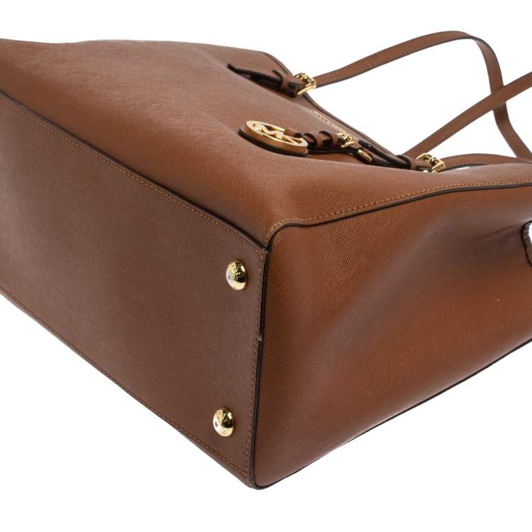 Pre Owned Michael Kors Brown Leather Large Jet Set Tote