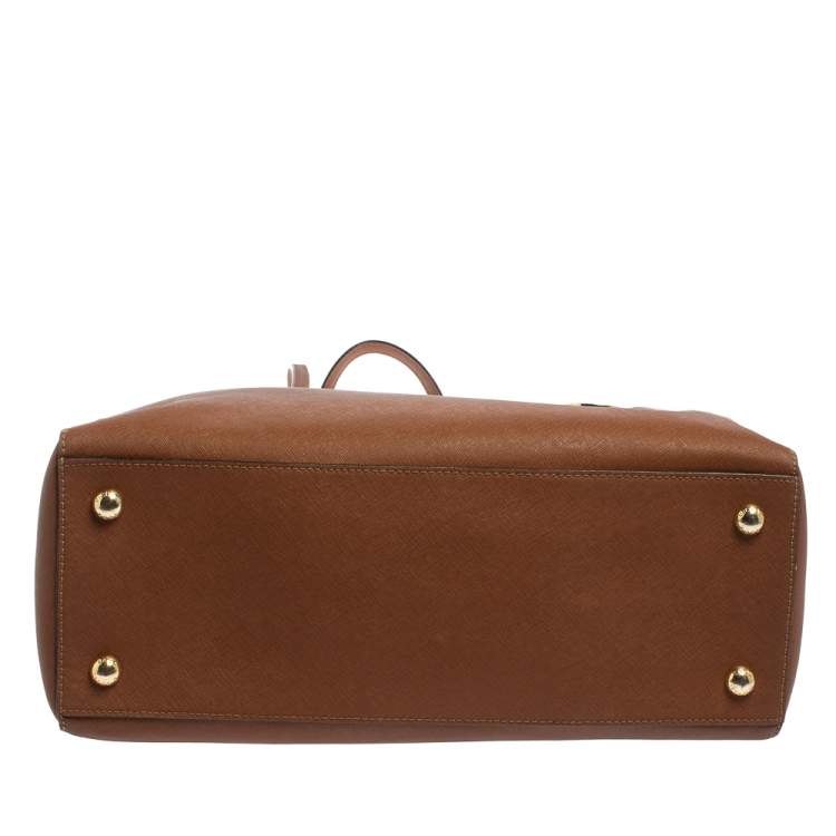 Pre Owned Michael Kors Brown Leather Large Jet Set Tote