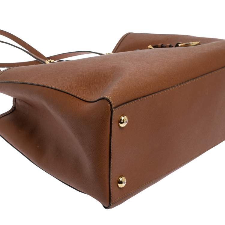 Pre Owned Michael Kors Brown Leather Large Jet Set Tote