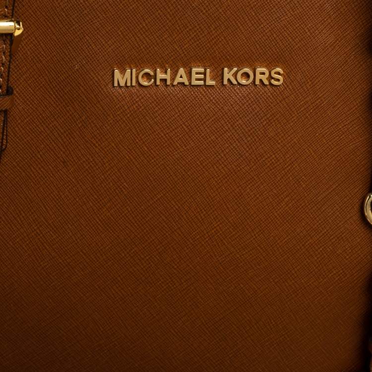 Pre Owned Michael Kors Brown Leather Large Jet Set Tote
