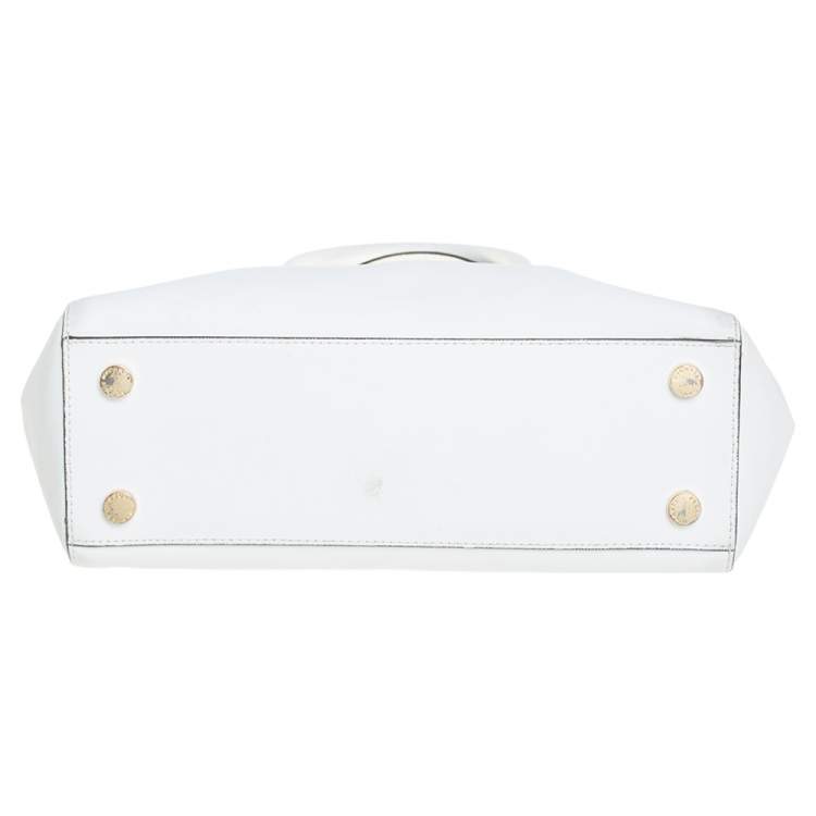 Pre Owned MICHAEL Michael Kors White Leather Medium Sutton Tote