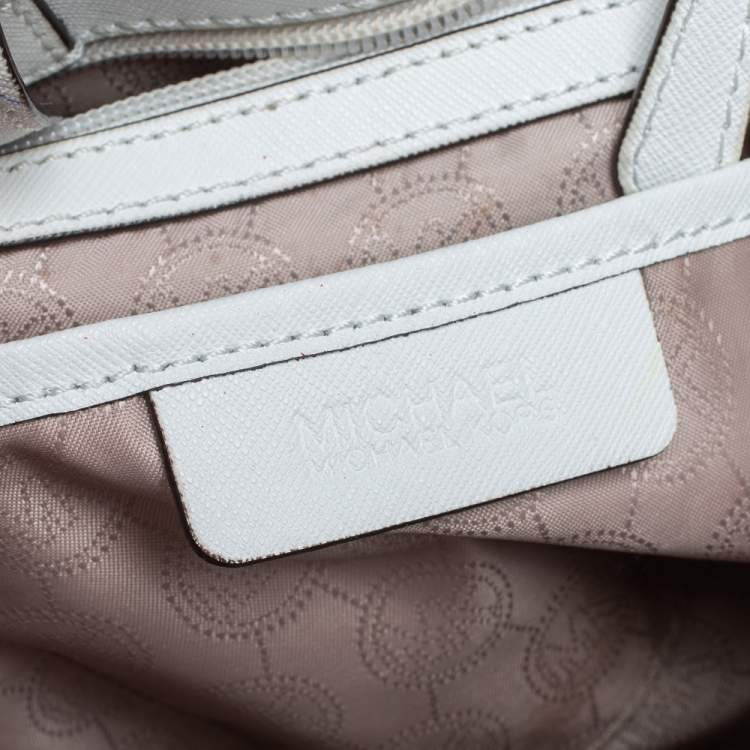 Pre Owned MICHAEL Michael Kors White Leather Medium Sutton Tote