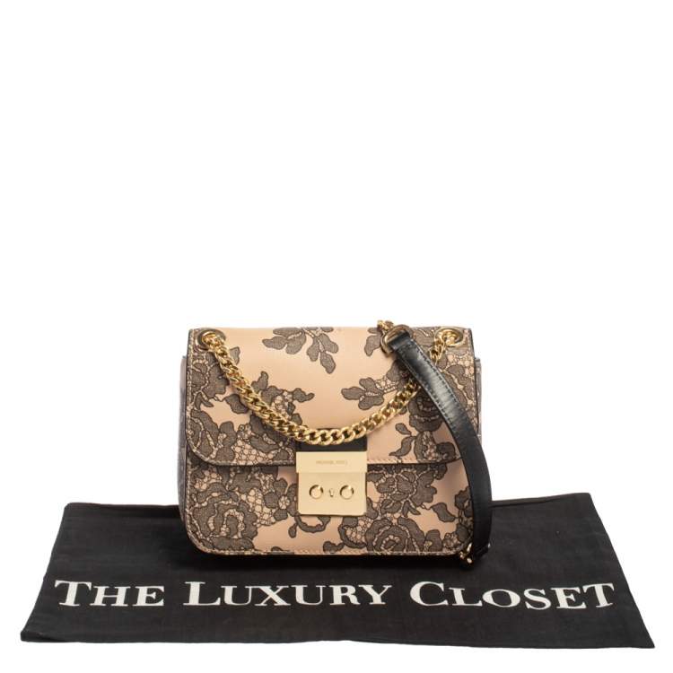 Pre Owned Michael Kors Pink/Black Leather Small Sloan Shoulder Bag