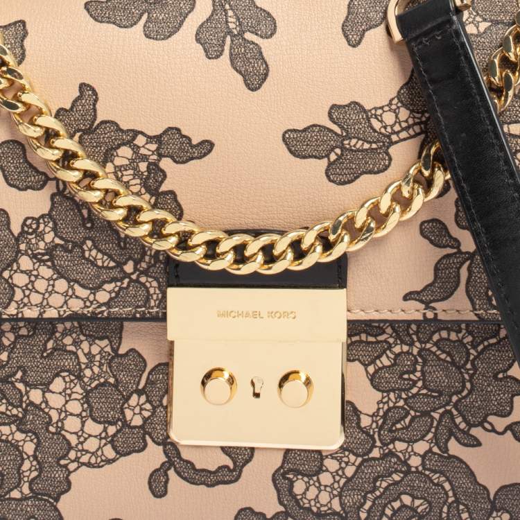Pre Owned Michael Kors Pink/Black Leather Small Sloan Shoulder Bag