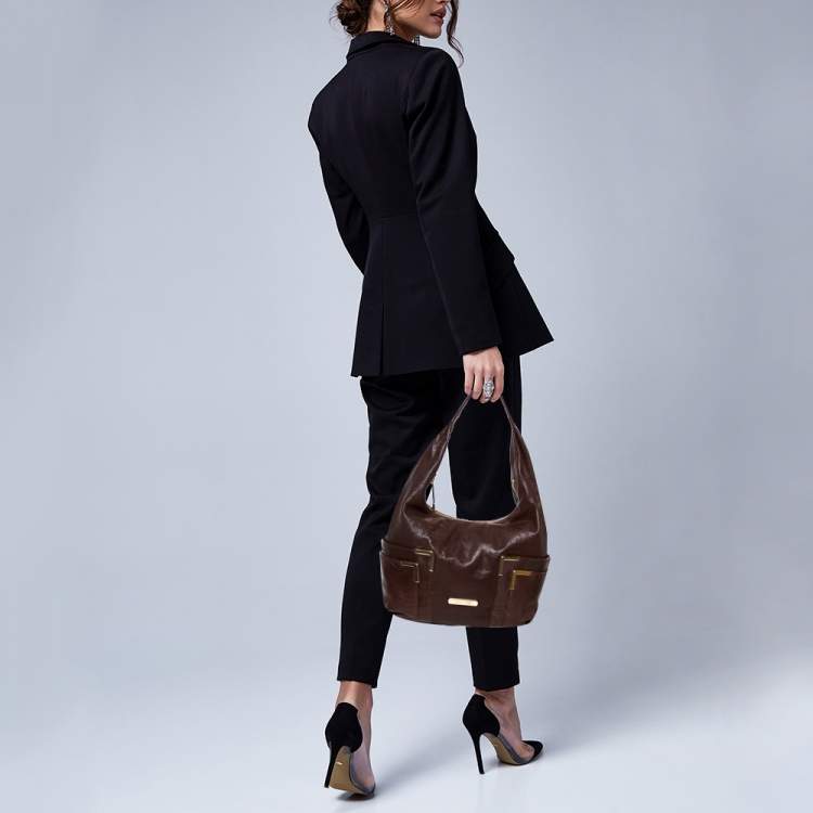 Pre Owned Michael Kors Brown Leather Hobo 