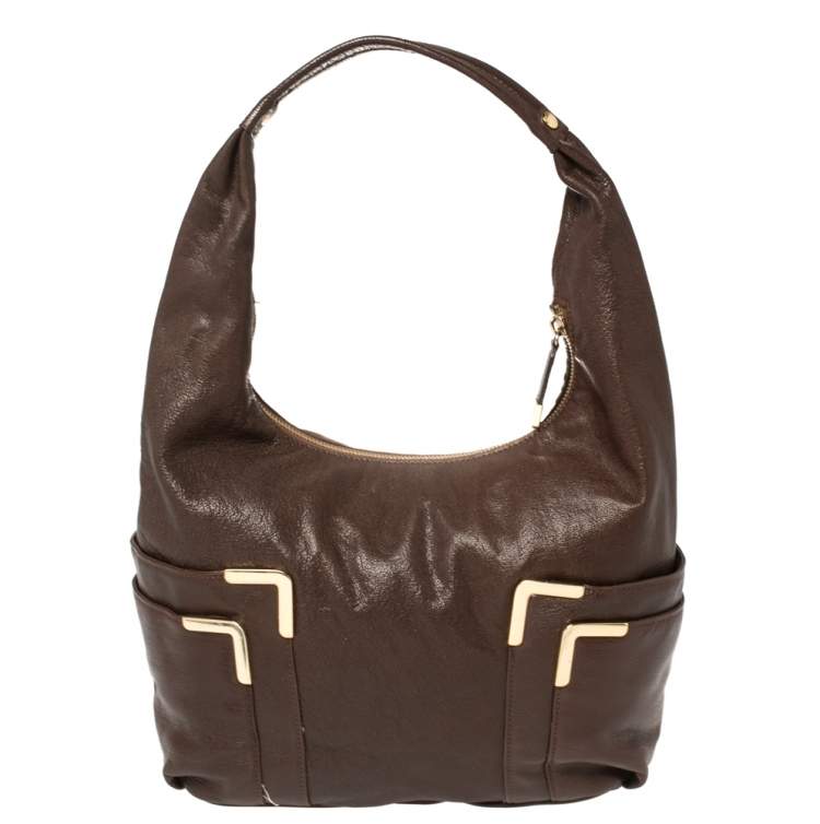 Pre Owned Michael Kors Brown Leather Hobo 