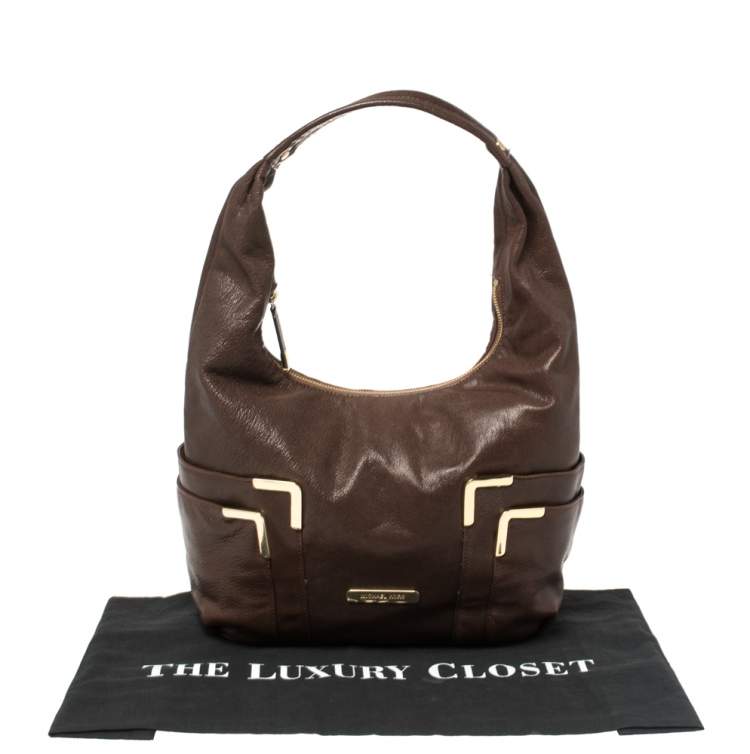 Pre Owned Michael Kors Brown Leather Hobo 