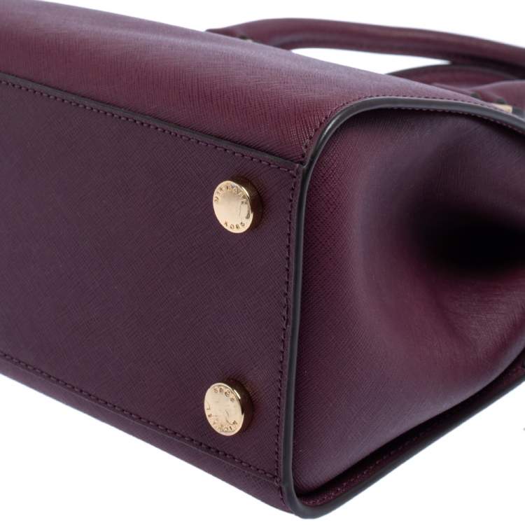 Pre Owned Michael Kors Burgundy Saffiano Leather Savannah Satchel