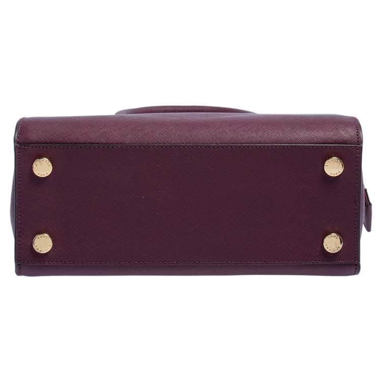 Pre Owned Michael Kors Burgundy Saffiano Leather Savannah Satchel