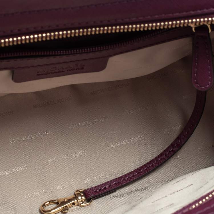 Pre Owned Michael Kors Burgundy Saffiano Leather Savannah Satchel