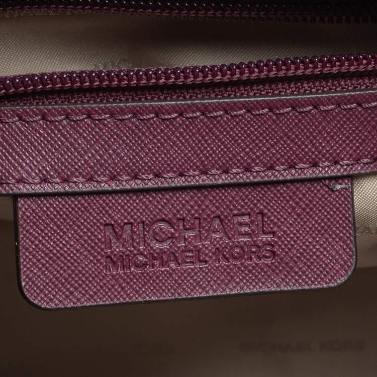 Pre Owned Michael Kors Burgundy Saffiano Leather Savannah Satchel