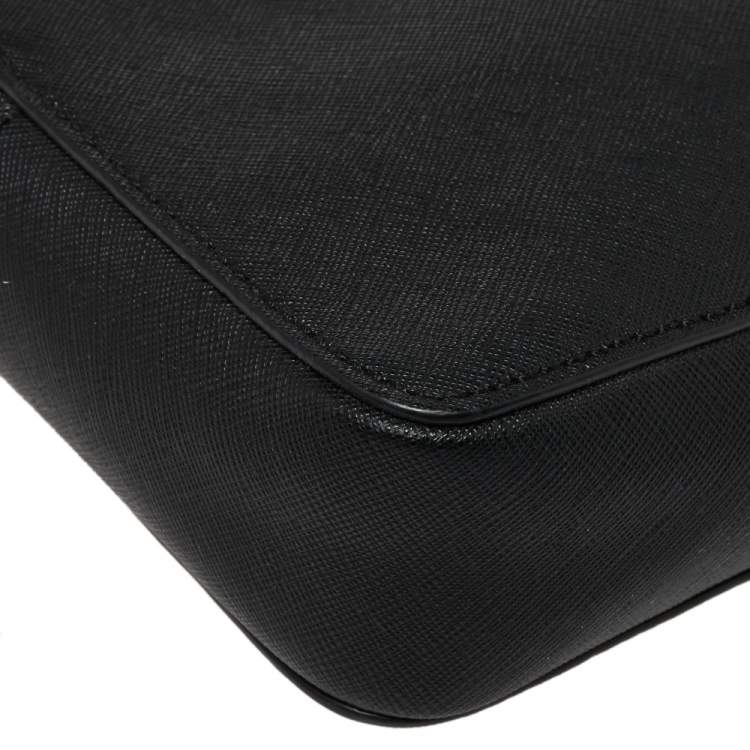 Pre Owned Michael Kors Black Leather Jet Set Crossbody Bag