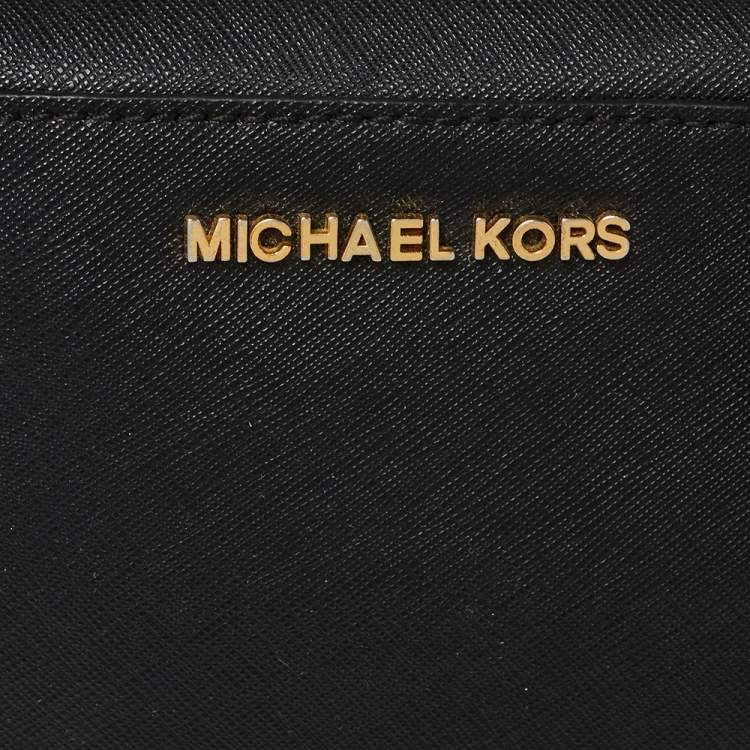 Pre Owned Michael Kors Black Leather Jet Set Crossbody Bag