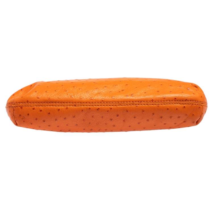 مملوكة مسبقًا Michael Kors Orange Ostrich Embossed Leather Berkley Clutch