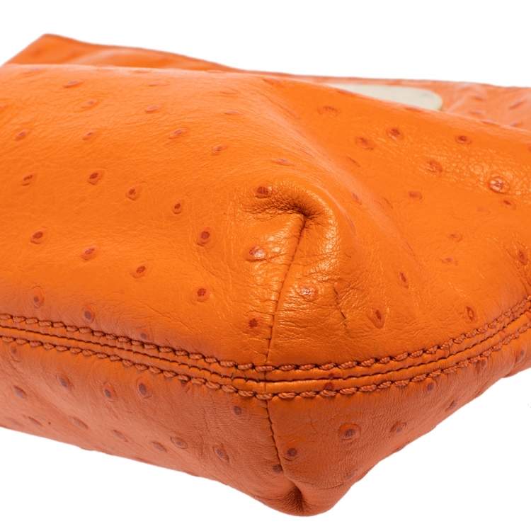 مملوكة مسبقًا Michael Kors Orange Ostrich Embossed Leather Berkley Clutch