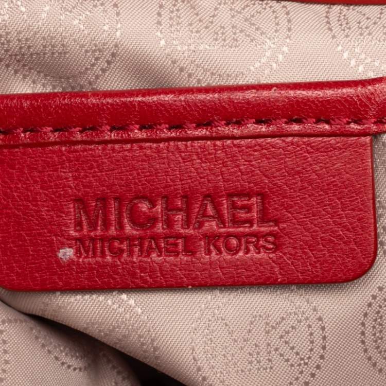 Pre Owned Michael Kors Red Quilted Leather Studded Hamilton Tote 