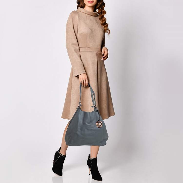 Pre Owned Michael Kors Grey Leather Tote