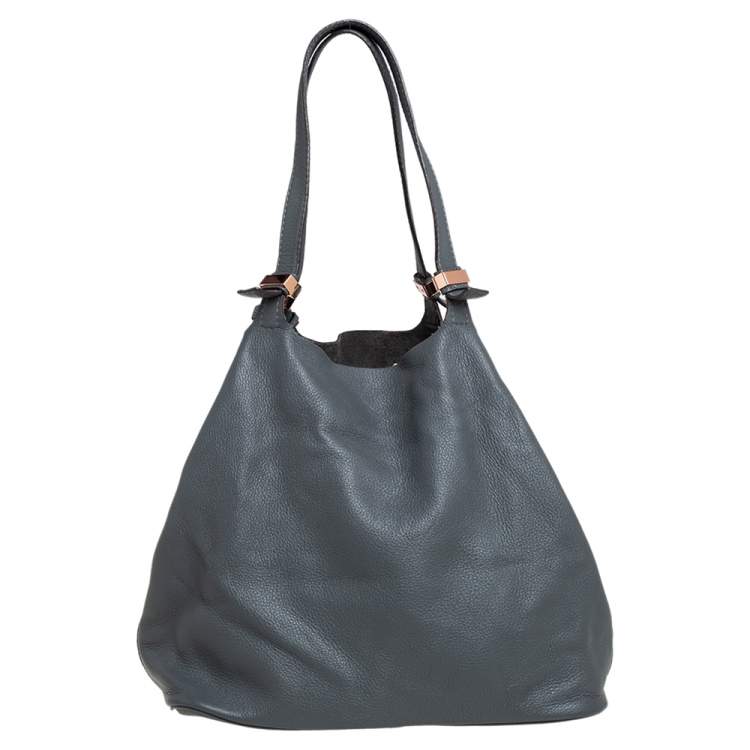 Pre Owned Michael Kors Grey Leather Tote